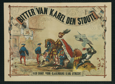 750015 Afbeelding van een reclameplaat voor de alcoholische drank bitter die fabrikant H. de Groot (Voor Clarenburg D ...